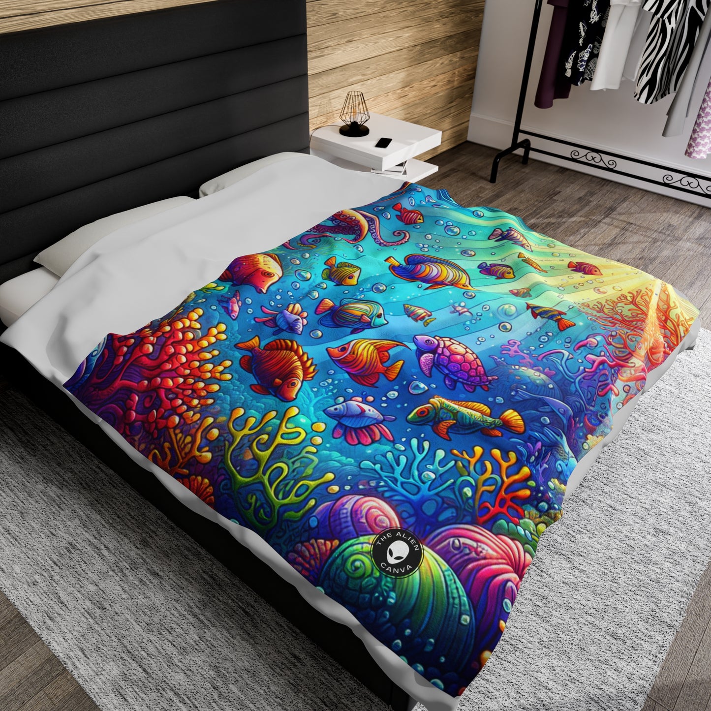 "Seaside Soiree: A Dance Party Under the Sea" - The Alien Velveteen Plush Blanket