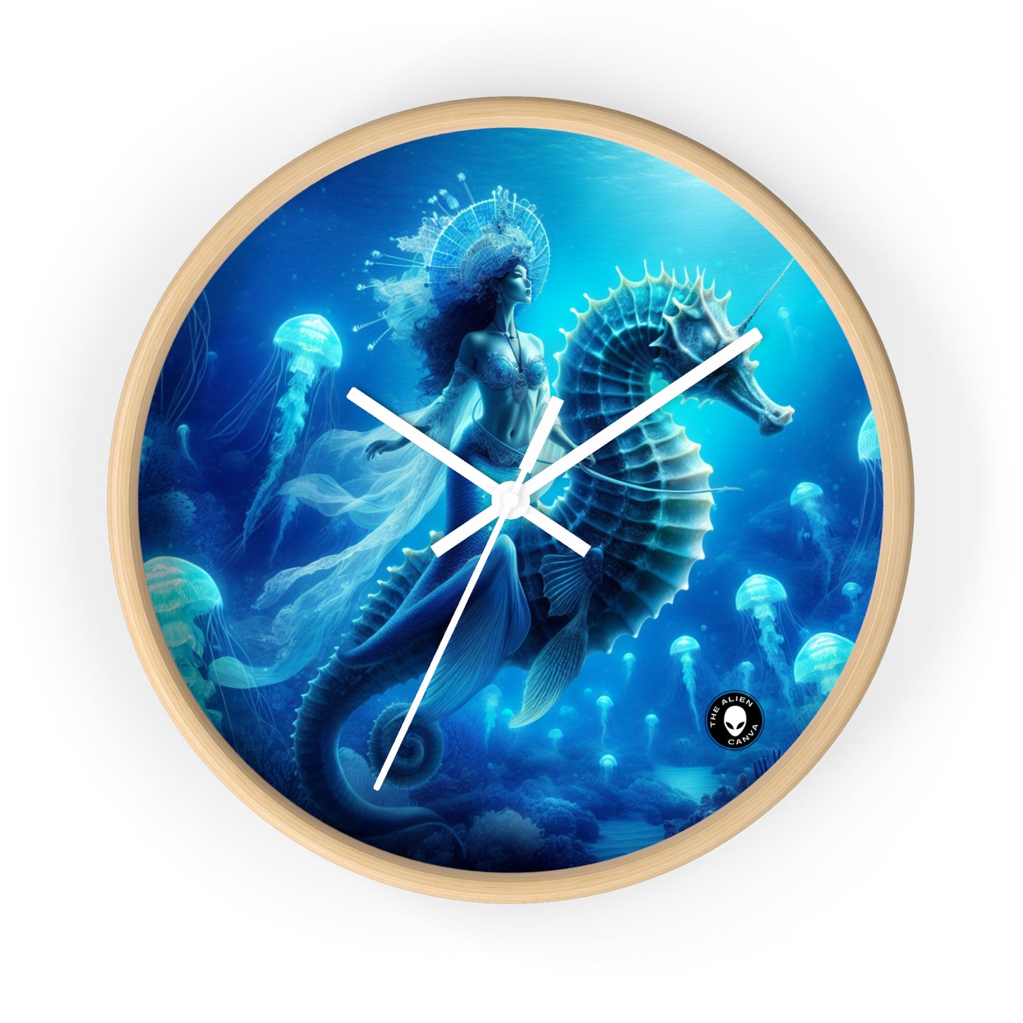 "Magia de sirena: viaje con el caballito de mar gigante" - El reloj de pared alienígena