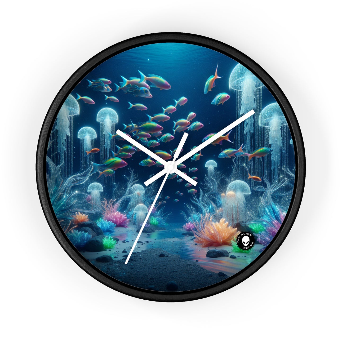 "Neon Dreams: The Underwater Wonderland" - The Alien Wall Clock