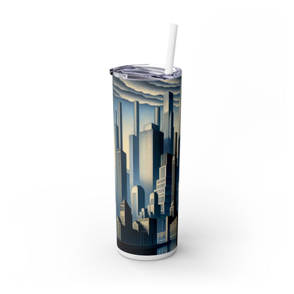 "Modern Metropolis: A Precisionism Perspective" - The Alien Maars® Skinny Tumbler with Straw 20oz Precisionism