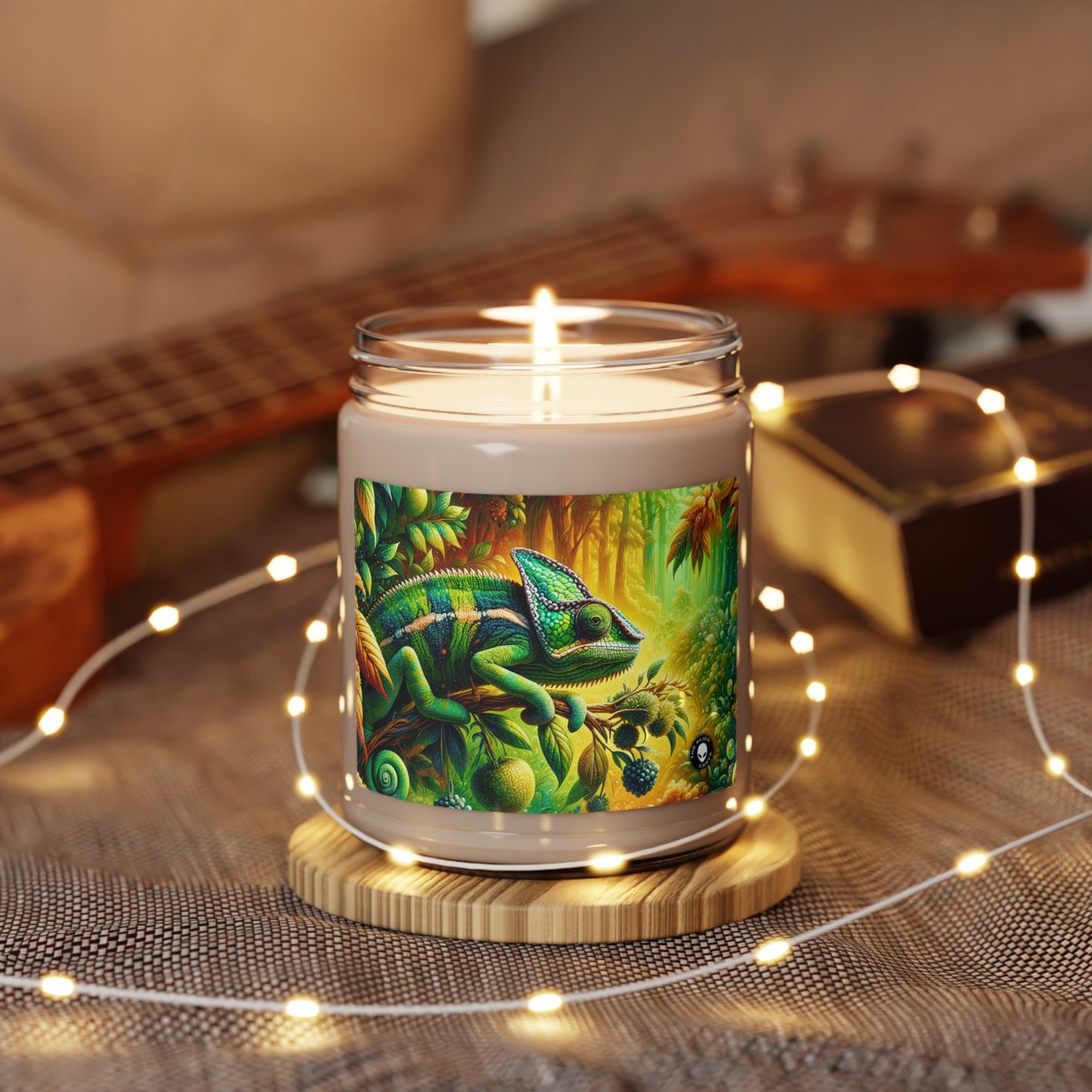 "Bois vibrants et camouflage caméléon" - La bougie de soja parfumée Alien 9oz