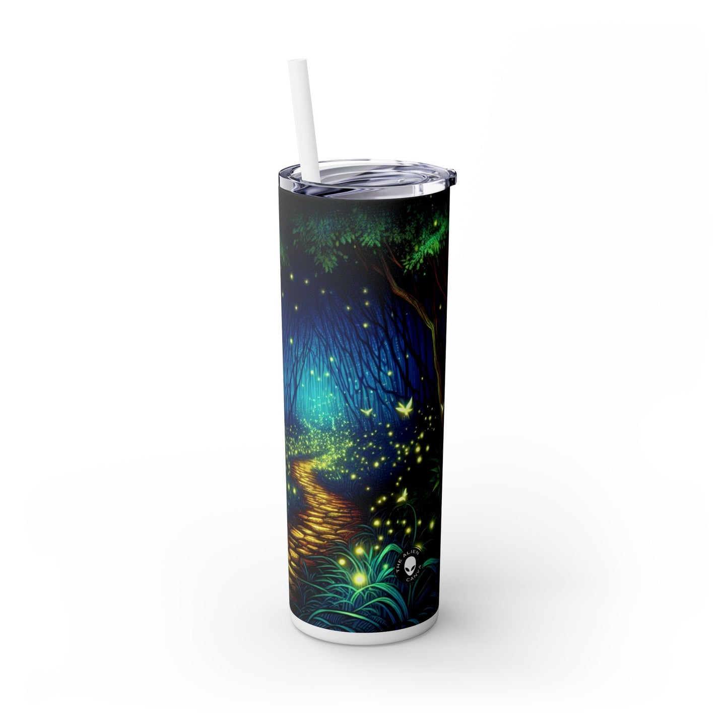 "Bosque encantado: resplandor nocturno": vaso estrecho con pajita de Alien Maars® de 20 oz