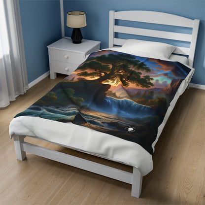 "The Storm's Embrace: A Romantic Landscape" - The Alien Velveteen Plush Blanket Romanticism