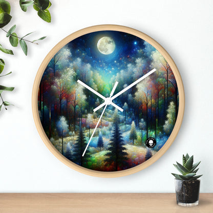 "Enchantement au clair de lune : une forêt vibrante" - L'horloge murale extraterrestre