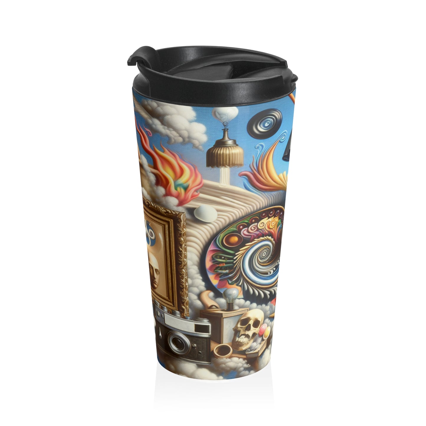 "Temporal Meltdown: Surreal Landscape" - The Alien Stainless Steel Travel Mug Surrealism