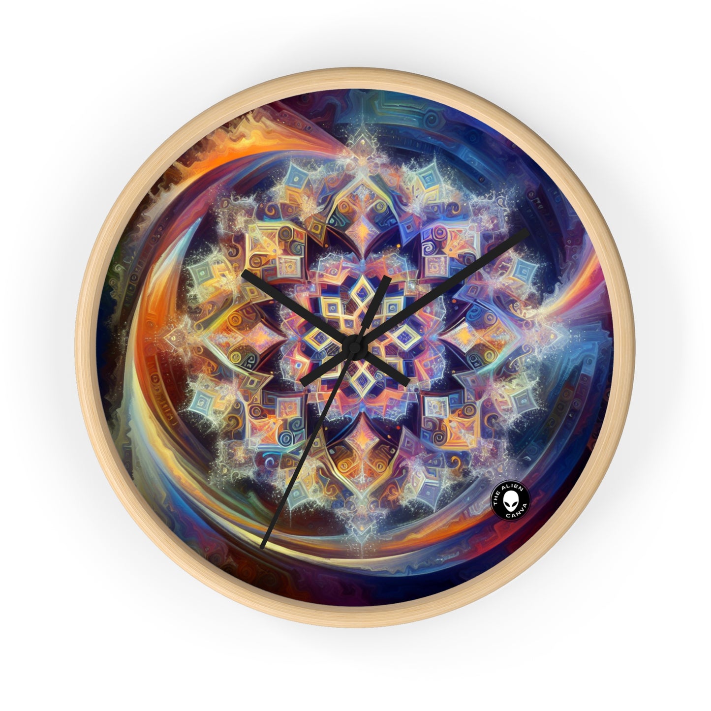 "Dynamic Mandala: A Vibrant Geometric Painting" - The Alien Wall Clock