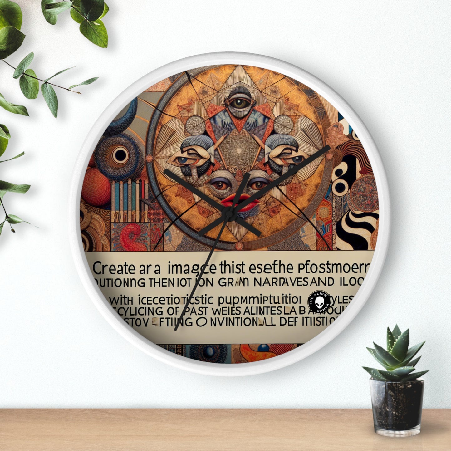 "Caos digital: un collage posmoderno" - El reloj de pared alienígena Arte posmoderno