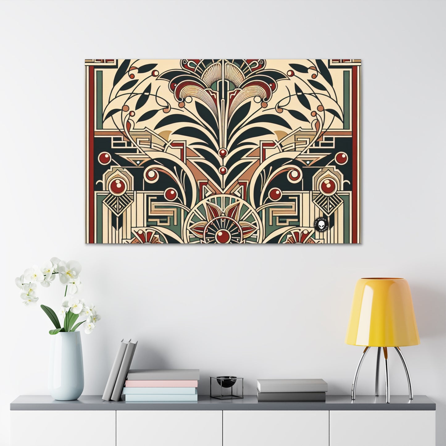 "Golden Glamour: un dinámico paisaje urbano Art Déco al atardecer" - The Alien Canva Art Deco