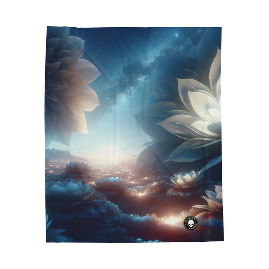 "Midnight Blooms: The Glow of Giant Flowers" - The Alien Velveteen Plush Blanket