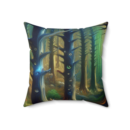 "Watchful Forest: The Trees with Eyes"- The Alien Spun Polyester Square Pillow