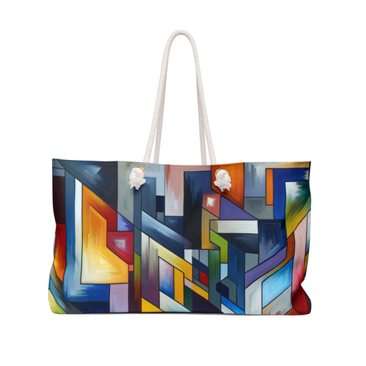 "City Pulse: A Vibrant Nighttime Geometric Journey" - The Alien Weekender Bag Hard-edge Painting