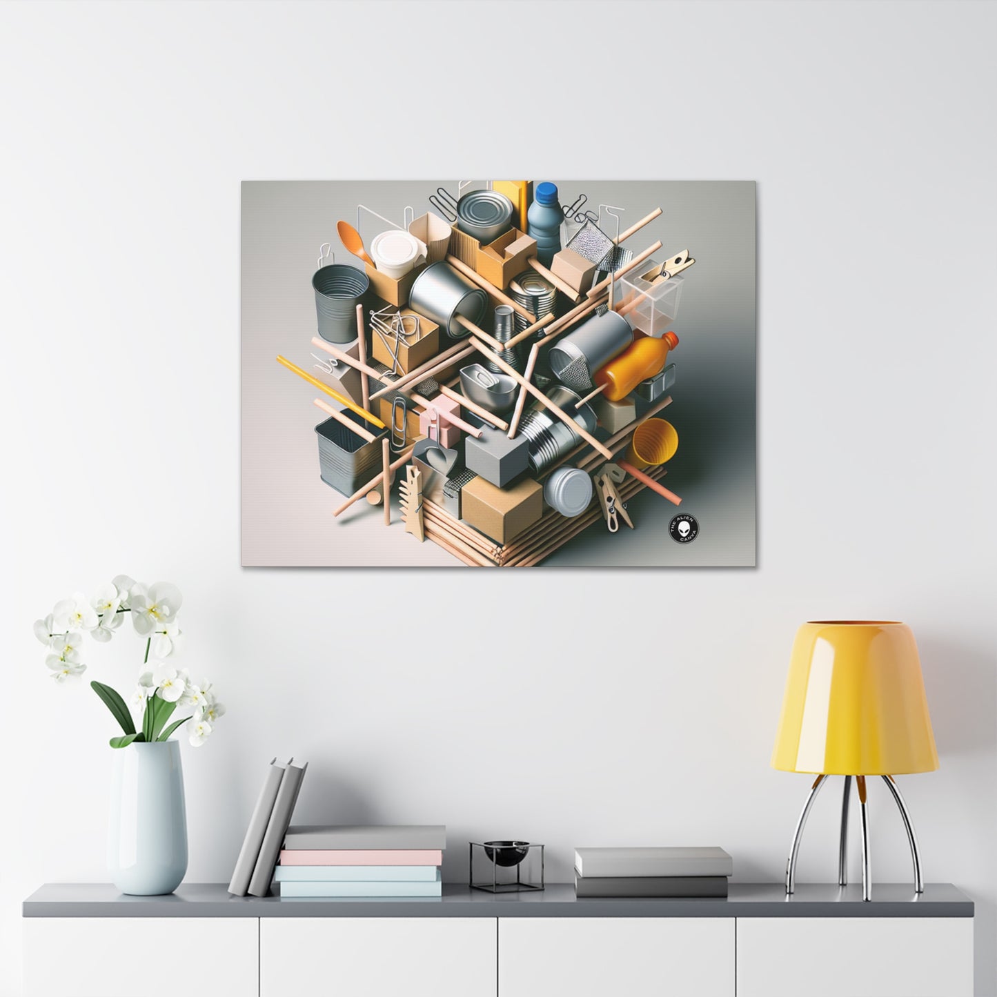 "Household Monochrome: Crafting a 3D Cubist Artwork" - The Alien Canva Cubism