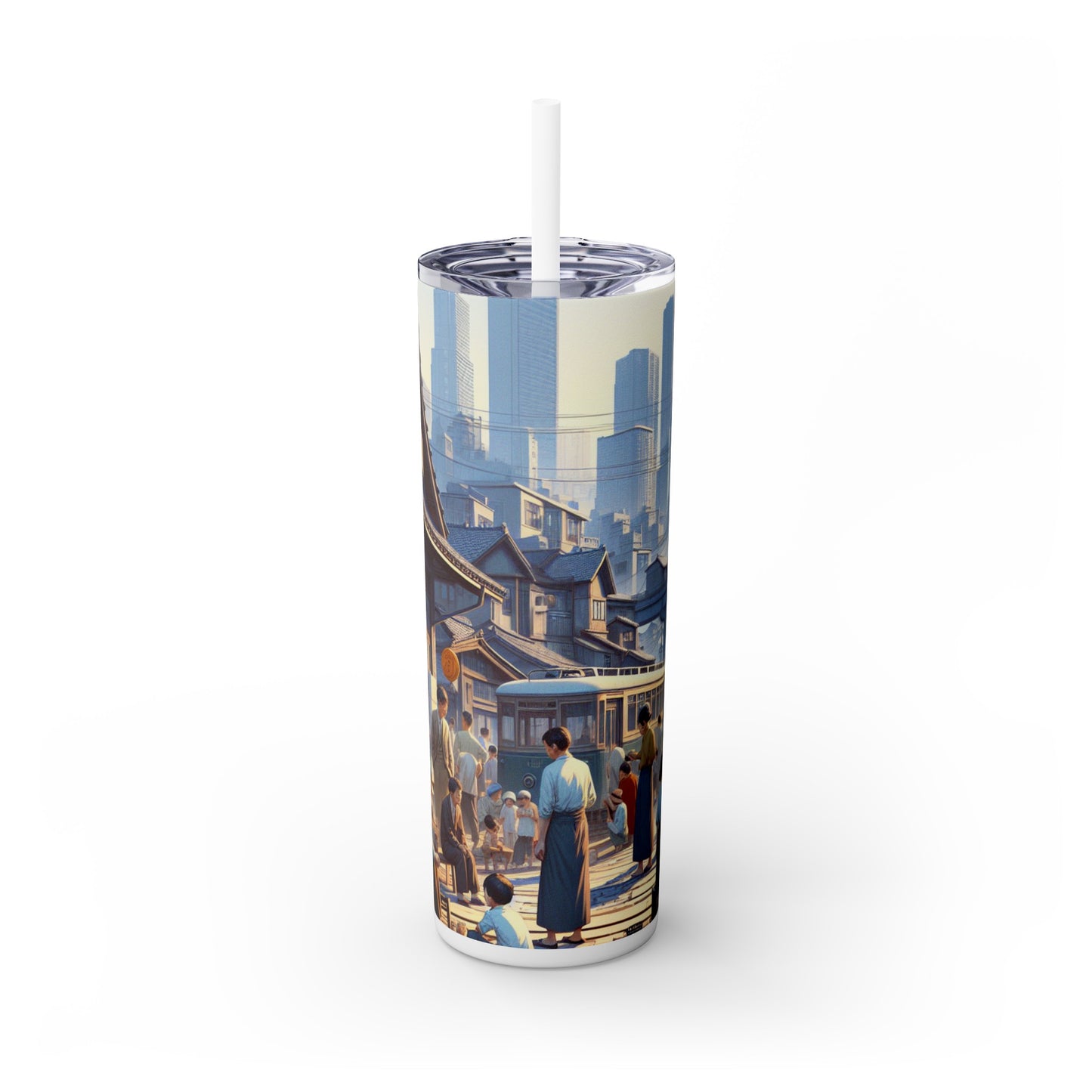 "Unity in Diversity: Community Garden" - The Alien Maars® Skinny Tumbler with Straw 20oz Social Realism