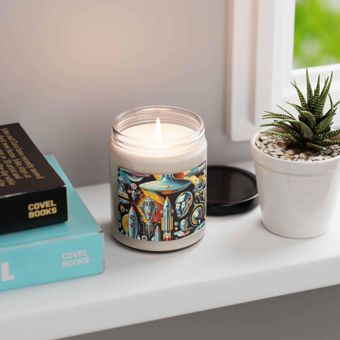 "Neon Deco: A Retro-Futuristic Utopia" - The Alien Scented Soy Candle 9oz Retro-futurism