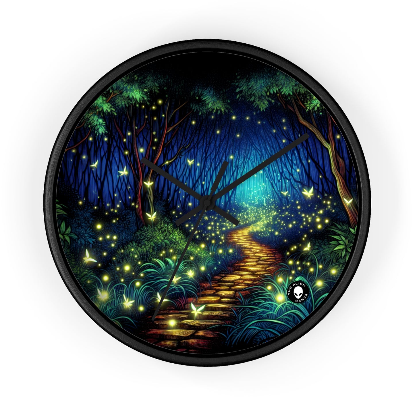 "Bosque Encantado: Resplandor Nocturno" - El Reloj de Pared Extraterrestre