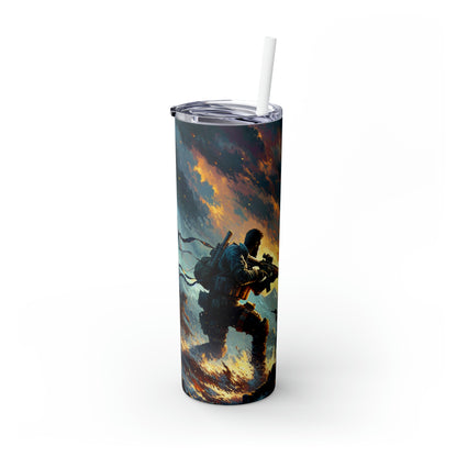 "Recreating a Game-themed Masterpiece" - The Alien Maars® Skinny Tumbler with Straw 20oz Video Game Art Style