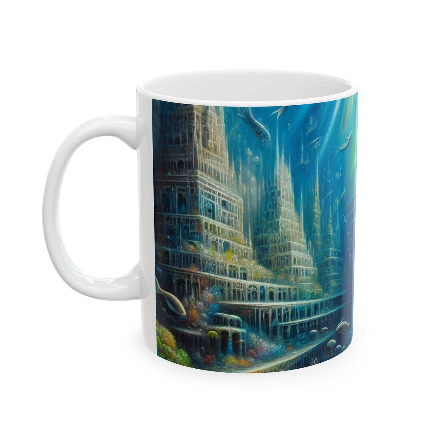 Taza de cerámica "Ciudad submarina encantada" - El extraterrestre 11oz