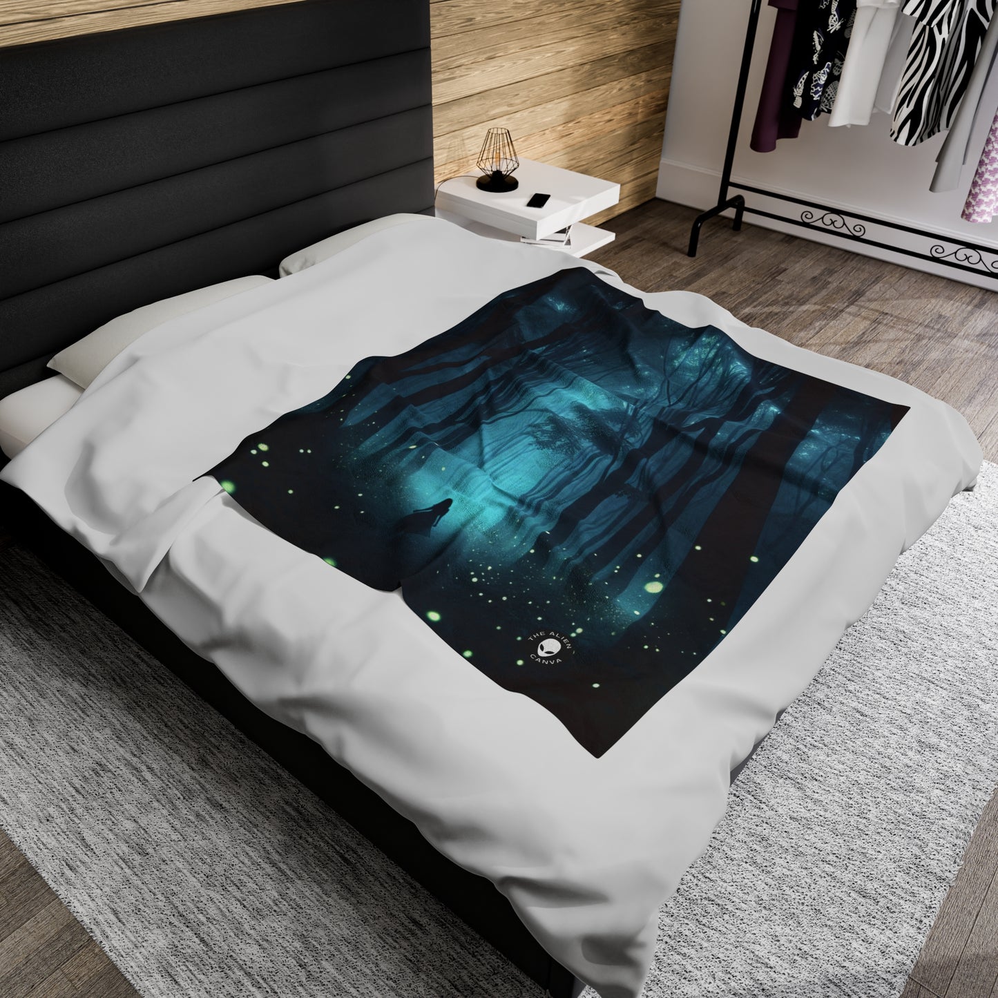 "Guided by Fireflies: A Forest's Secret Lightshow" - The Alien Velveteen Plush Blanket