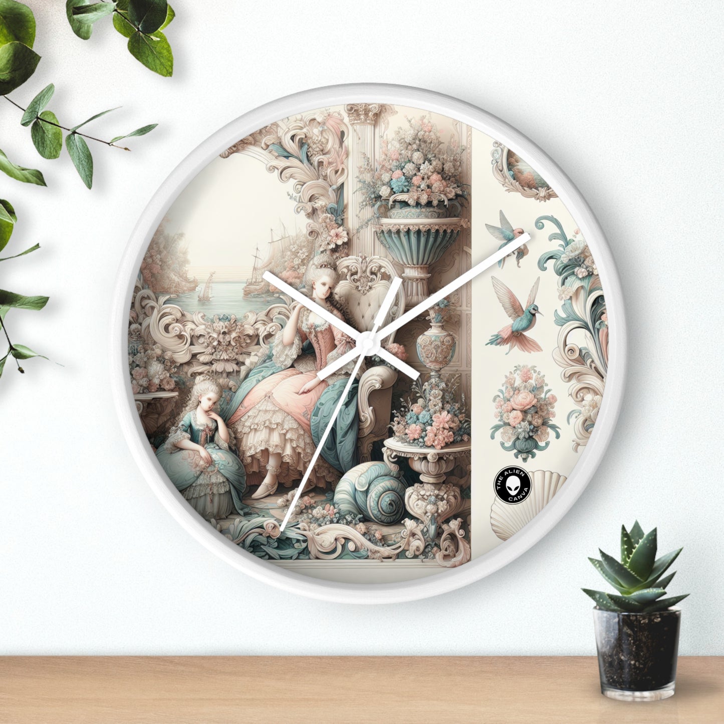 "Enchantment in Pastel Gardens: Rococo Fairy Princess" - The Alien Wall Clock Rococo