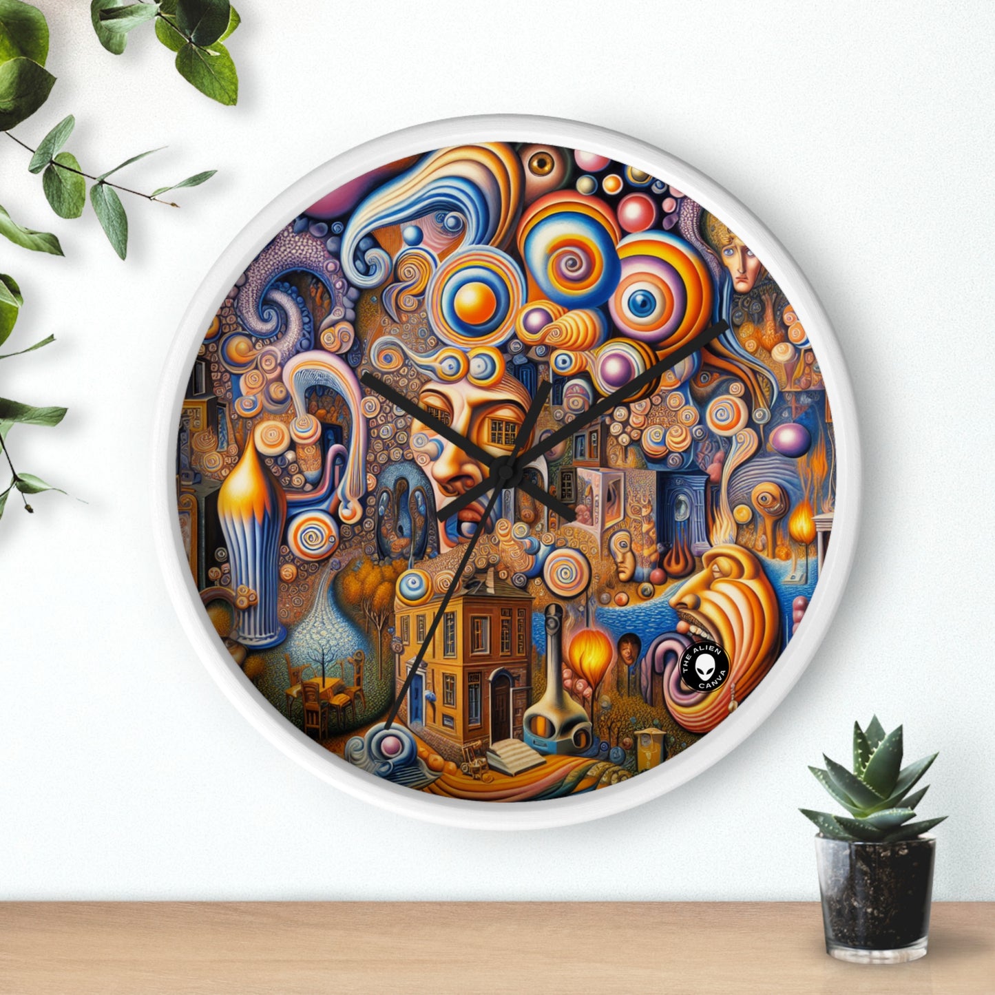 "Melted Time: A Whimsical Dance of Dreams" - The Alien Wall Clock Surrealism