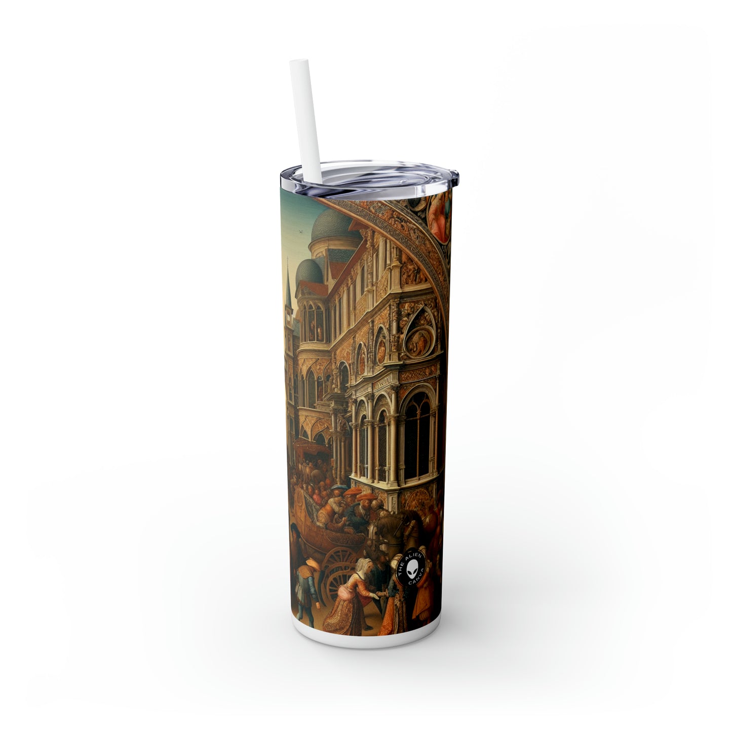 « L'unité dans l'opulence : un banquet des nations de la Renaissance » - The Alien Maars® Skinny Tumbler avec paille 20oz Renaissance