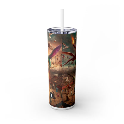 "Fantasy Circus: Where Animal Performers Entertain Mythical Attendees" - The Alien Maars® Skinny Tumbler with Straw 20oz