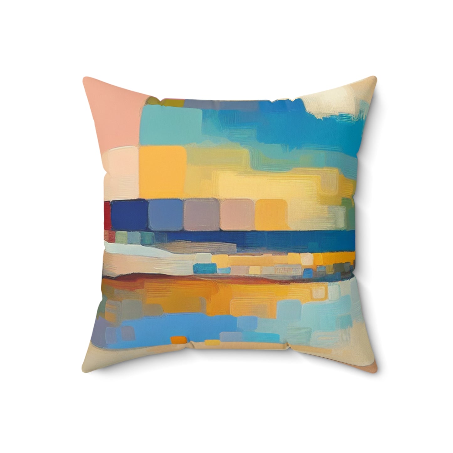 "Sunset Serenity: Soft Pastel Color Field Painting"- The Alien Spun Polyester Square Pillow Color Field Painting