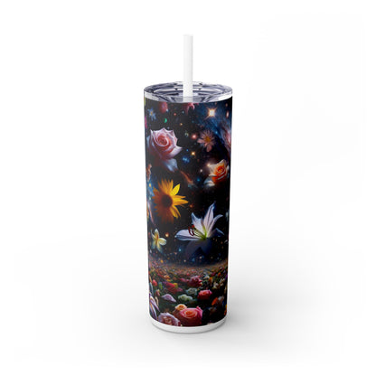 "Constelaciones florales": vaso estrecho con pajita de 20 oz de Alien Maars®