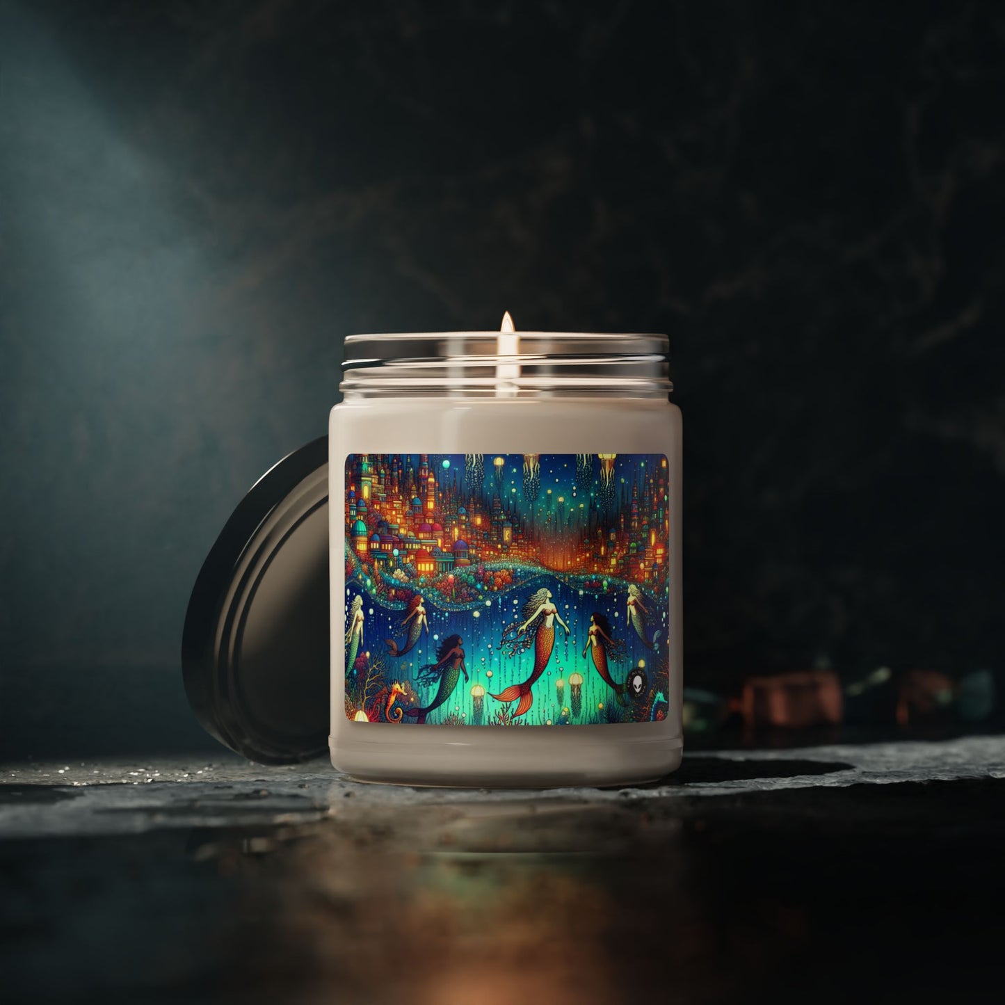 "Glowing Jellyfish City: A Whimsical Underwater World" - The Alien Scented Soy Candle 9oz