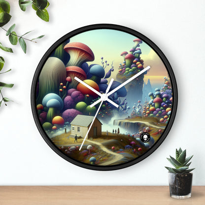 "Giant Flora and Miniature Villages: A Dreamy Wonderland" - The Alien Wall Clock