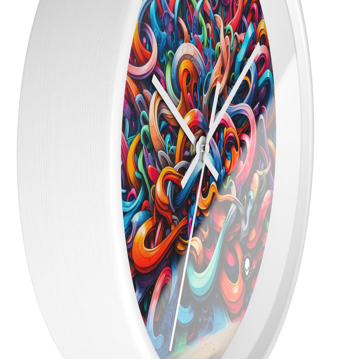 "Urban Vibe: A Graffiti Cityscape" - The Alien Wall Clock Graffiti Art