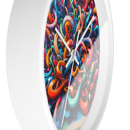 "Urban Vibe: A Graffiti Cityscape" - The Alien Wall Clock Graffiti Art