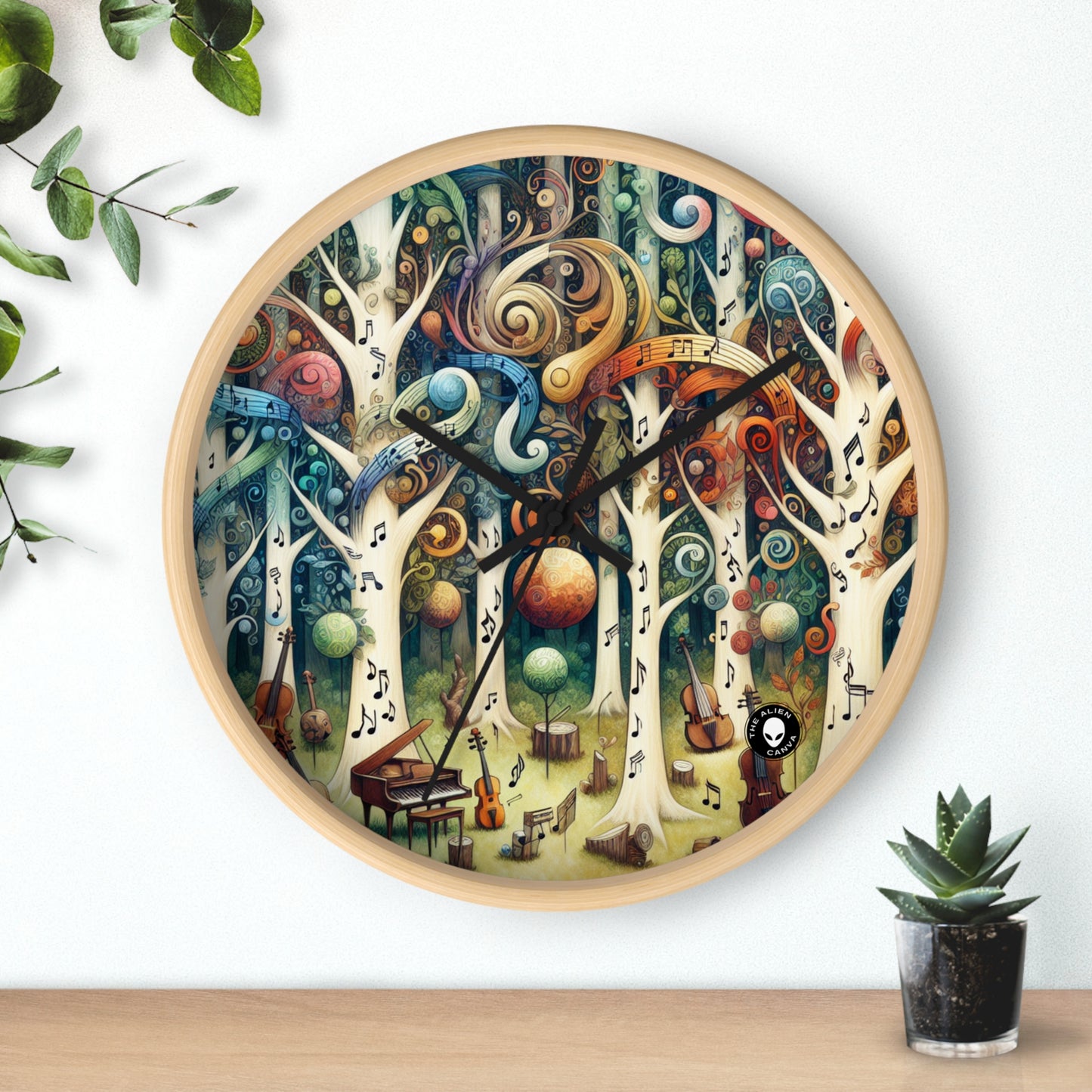 « Enchantement mélodique : la forêt instrumentale » – L'horloge murale extraterrestre