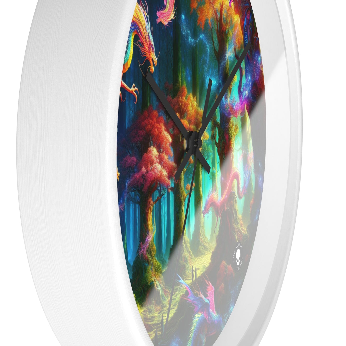 "Dragon's Rainbow Forest" - The Alien Wall Clock