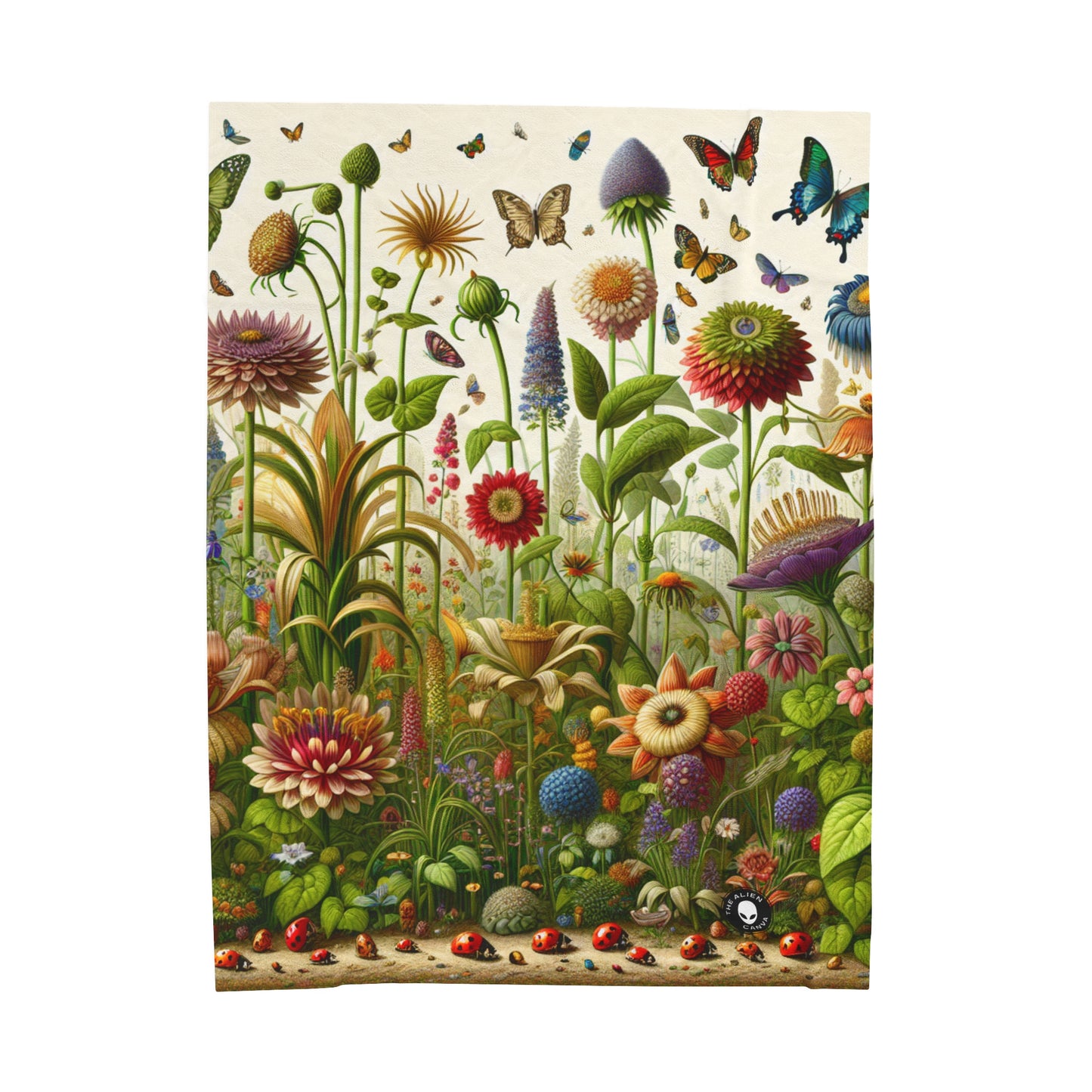 "Enchanted Garden: A Whimsical Scene" - The Alien Velveteen Plush Blanket