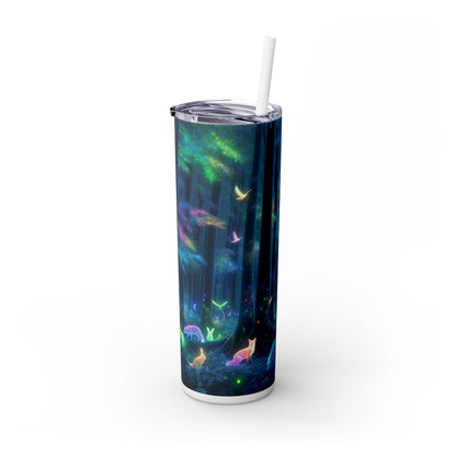 "Bosque arcoíris encantado": vaso estrecho con pajita de 20 oz de Alien Maars®