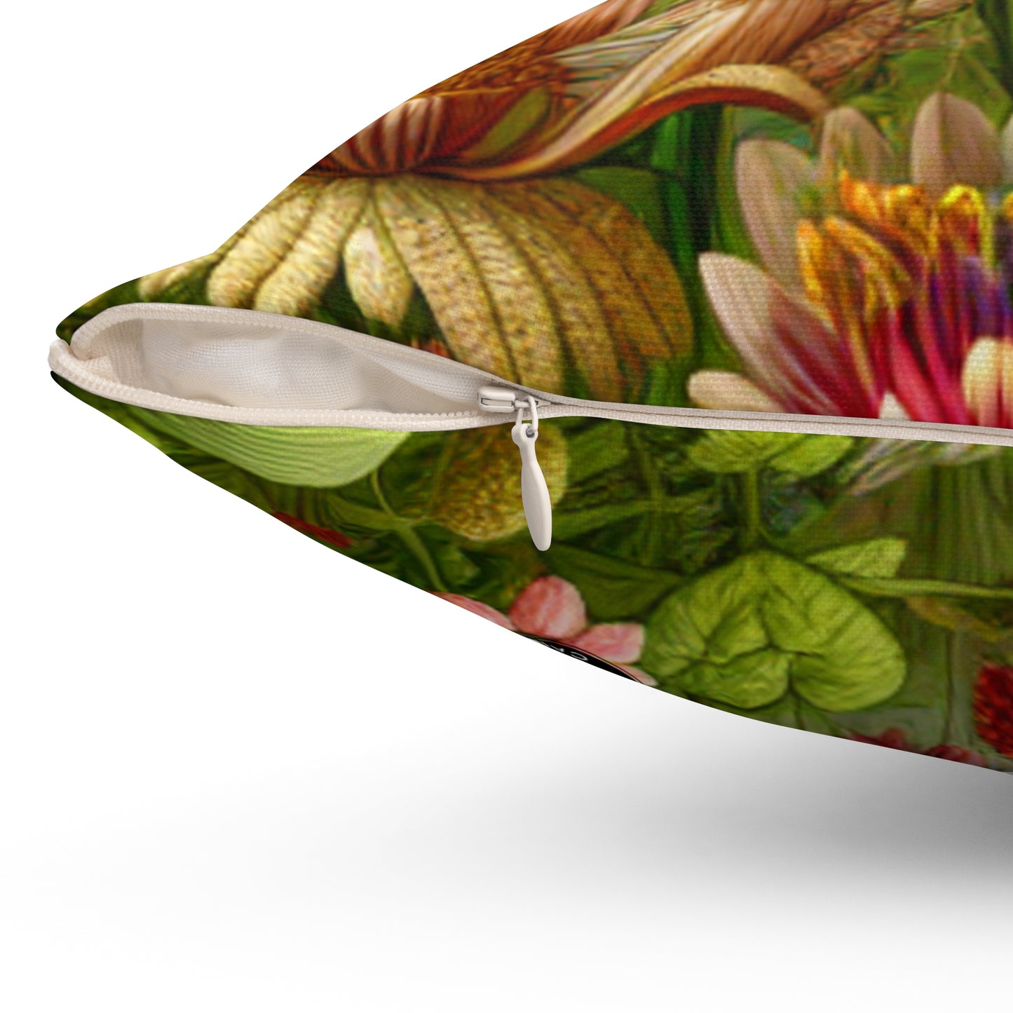 "Enchanted Garden: A Whimsical Scene"- The Alien Spun Polyester Square Pillow