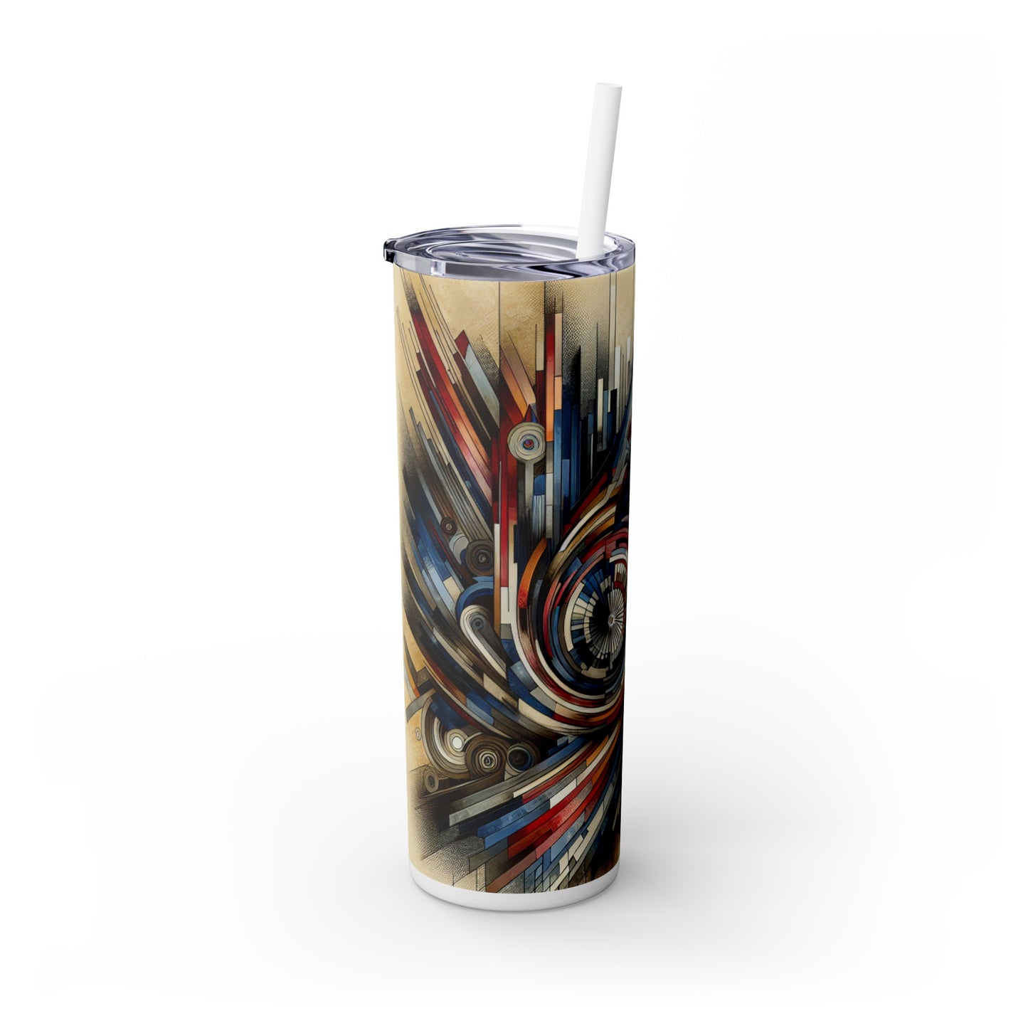 "Fragmented Realms: A Surreal Exploration in Color and Form" - The Alien Maars® Skinny Tumbler with Straw 20oz Avant-garde Art