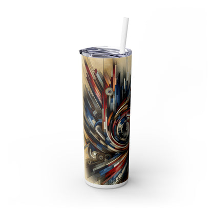 "Royaumes fragmentés : une exploration surréaliste en couleur et en forme" - The Alien Maars® Skinny Tumbler with Straw 20oz Art d'avant-garde