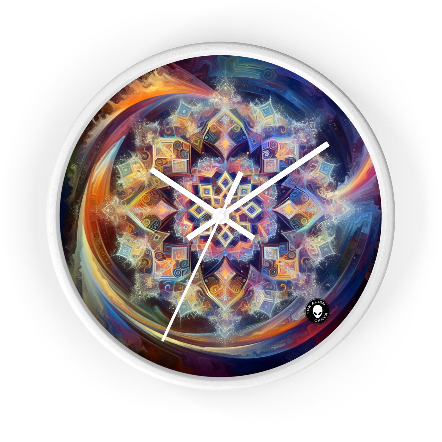 "Dynamic Mandala: A Vibrant Geometric Painting" - The Alien Wall Clock