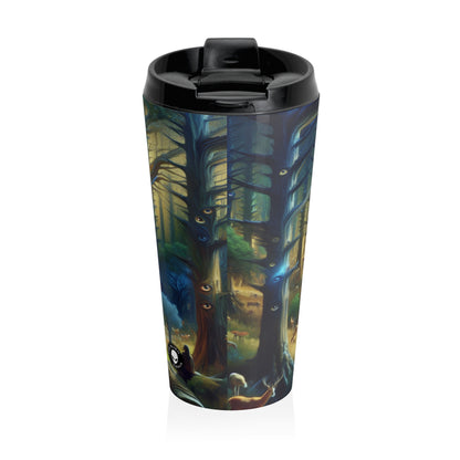 "Bosque vigilante: los árboles con ojos" - Taza de viaje de acero inoxidable de The Alien