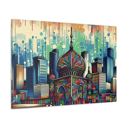 "Bright City: A Pop of Color on the Skyline" - The Alien Canva Street Art / Graffiti Style