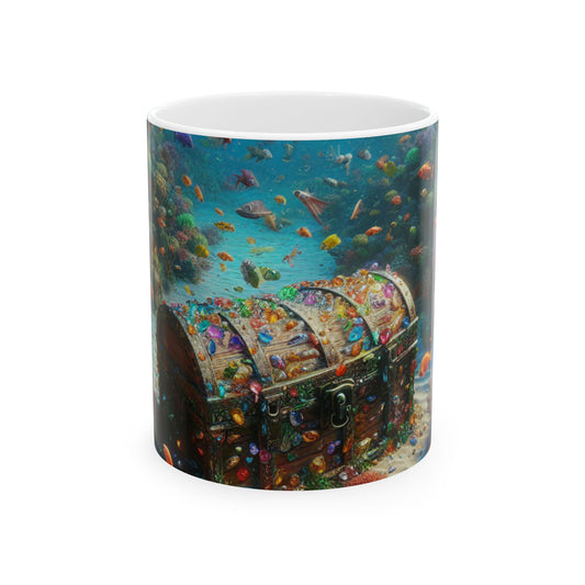 « Jeweled Depths : Découvrez le trésor caché » - Tasse en céramique Alien 11 oz