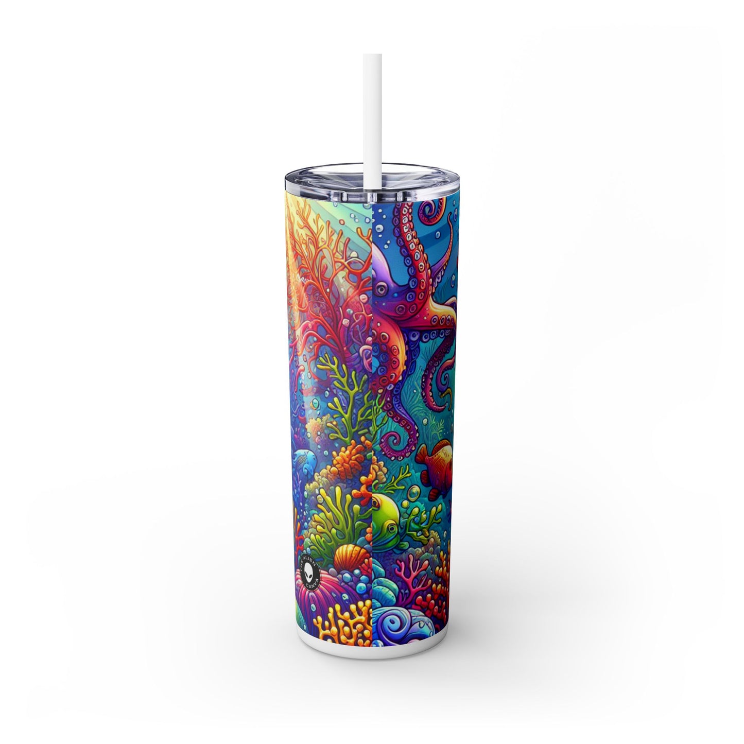 "Seaside Soiree: A Dance Party Under the Sea" - The Alien Maars® Skinny Tumbler with Straw 20oz