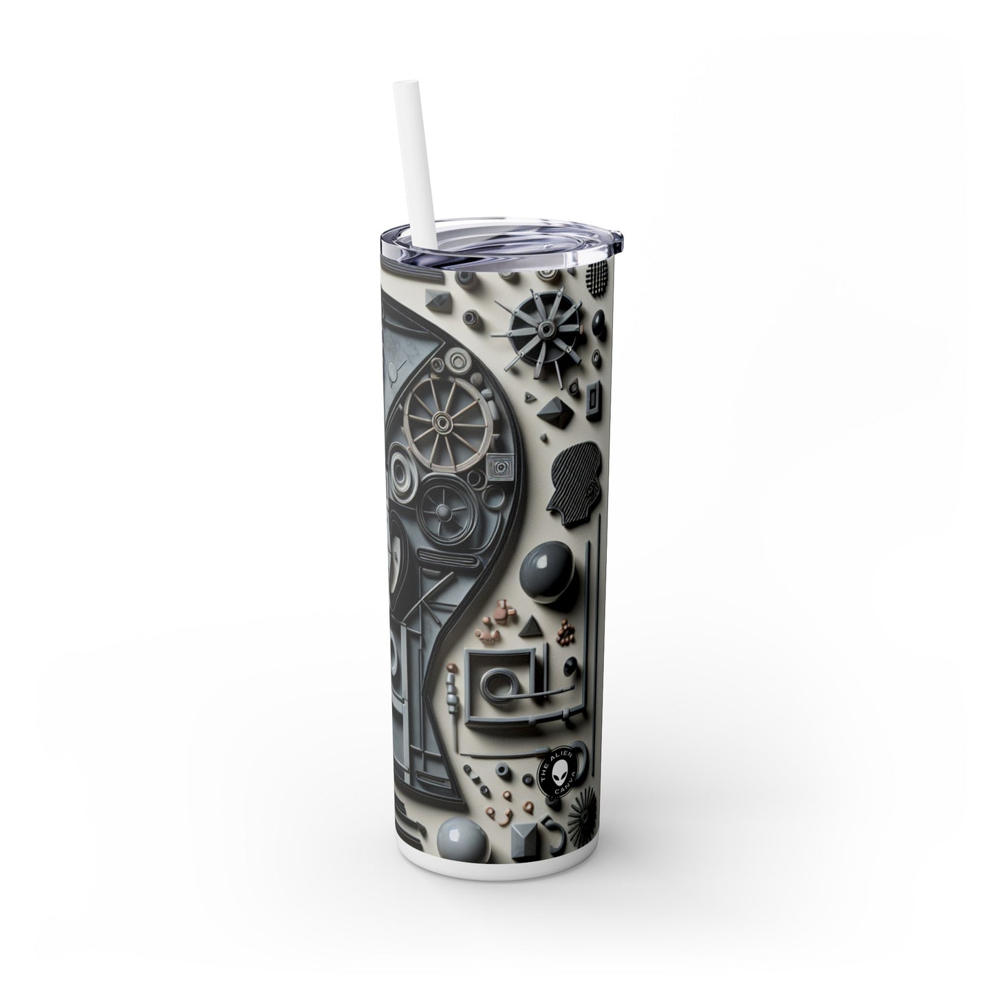 "Temporal Layers: Life's Journey Through Abstract Imagery" - The Alien Maars® Skinny Tumbler with Straw 20oz Conceptual Art