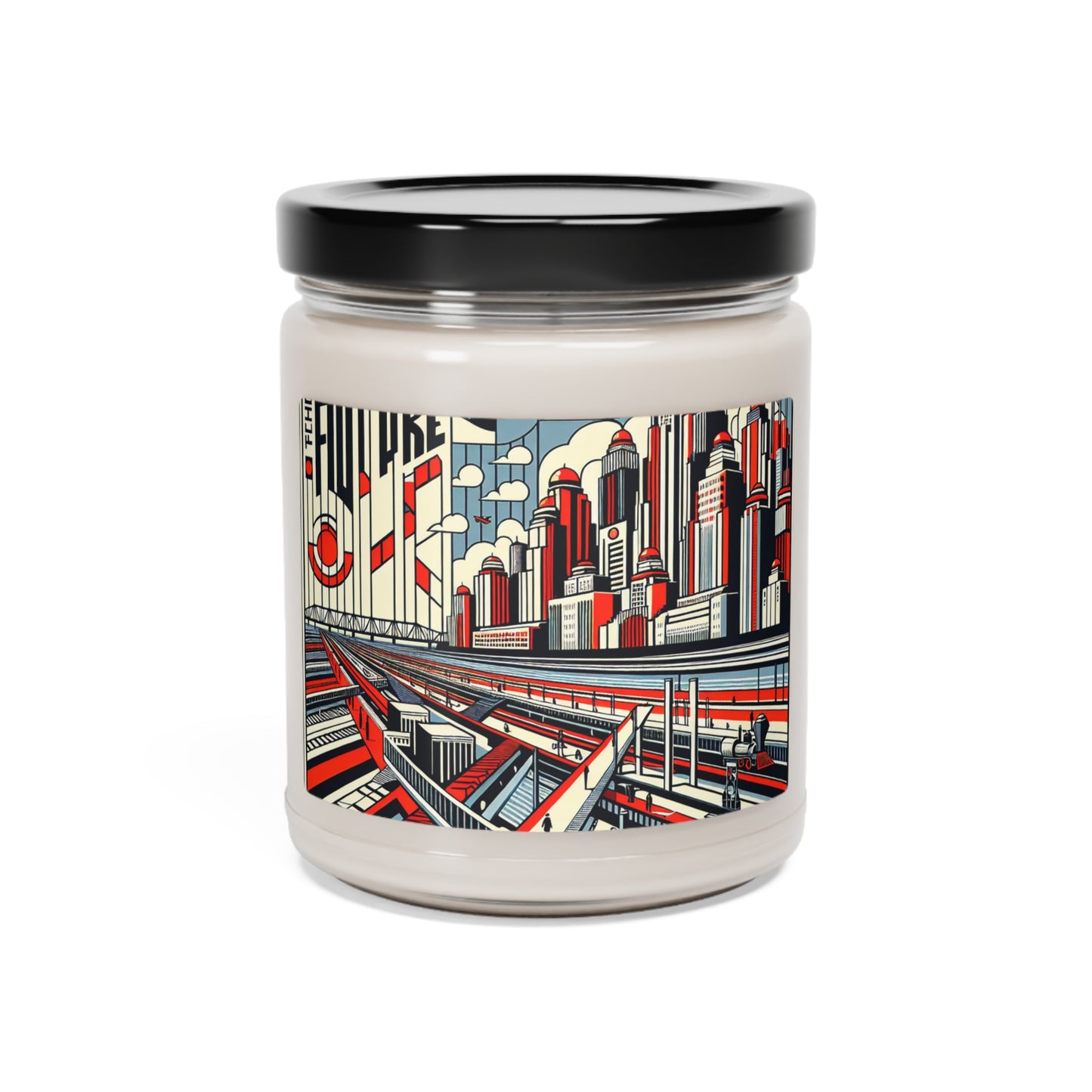 "Construire des idées : un paysage typographique" - La bougie de soja parfumée Alien 9oz Style constructivisme