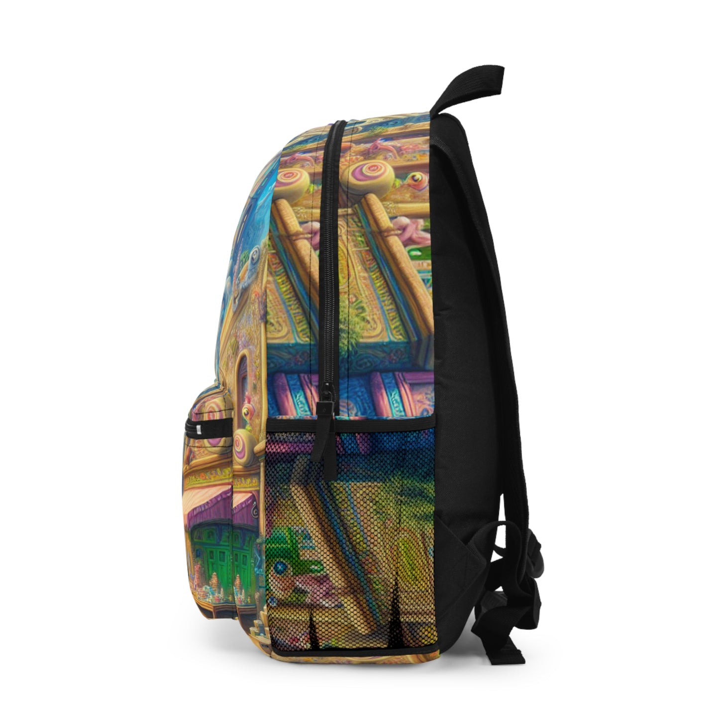 "Whimsical Wonders: A Vibrant Street Scene" - The Alien Backpack