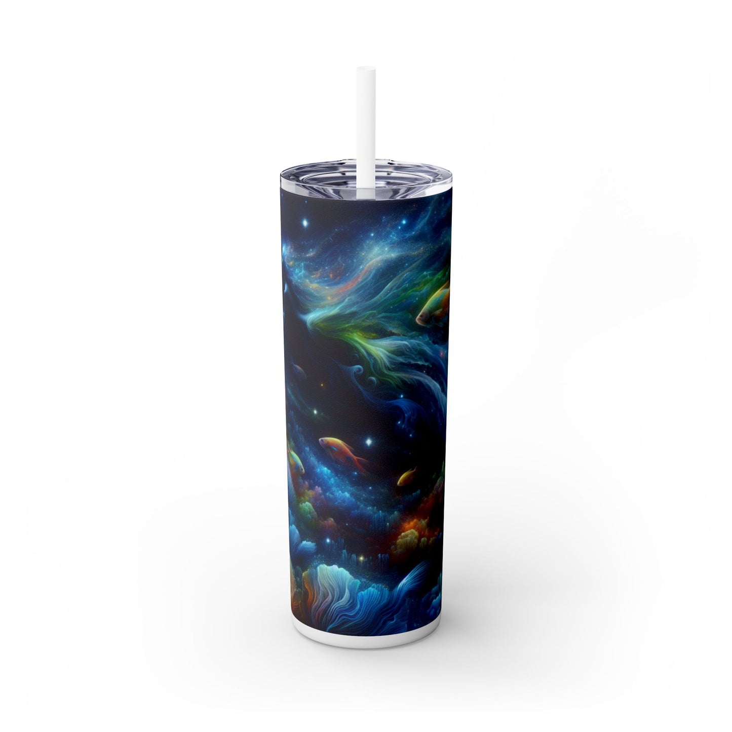 « Enchantement sous les étoiles : un voyage sous-marin mystique » - Le verre fin Alien Maars® avec paille 20 oz