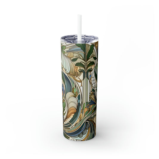 "Moonlit Enchantment: A Mystical Serenade in Art Nouveau" - The Alien Maars® Skinny Tumbler with Straw 20oz Art Nouveau