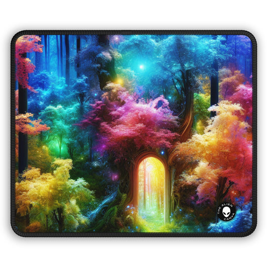 "Enchanted Rainbow Forest: Gateway to the Unseen Realm" - The Alien Gaming Mouse Pad